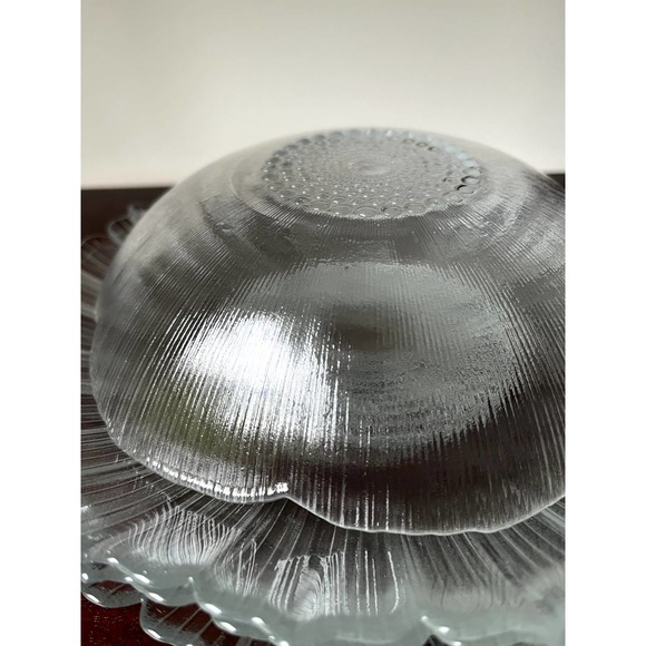 4-Serving Glass Salad Plate and Bowl Set Raised Floral Print Hobnail Unbranded - Picture 4 of 12